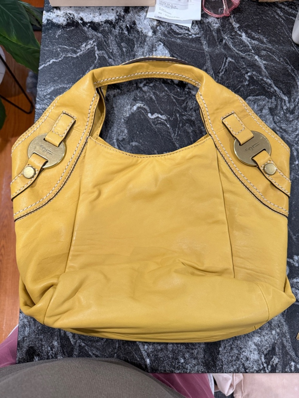 Fossil “Fifty-four” Yellow Leather Hobo Bag